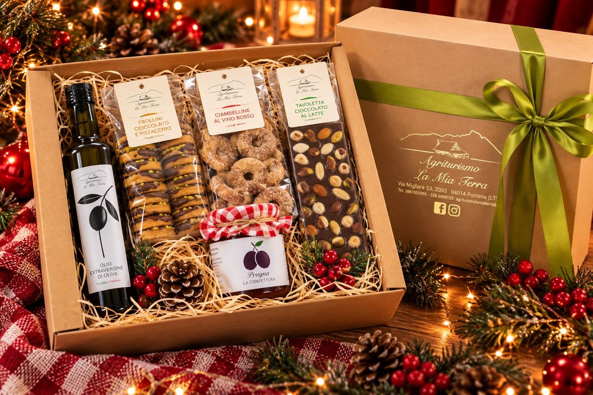 Box Grande con olio, biscotti, confettura e cioccolato
